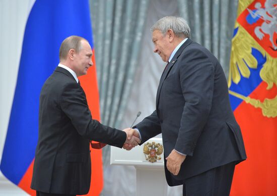 President Vladimir Putin gives government awards in Kremlin