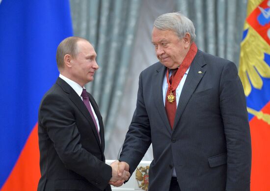 President Vladimir Putin gives government awards in Kremlin