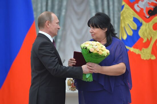 President Vladimir Putin gives government awards in Kremlin