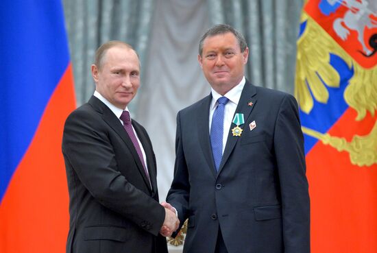 President Vladimir Putin gives government awards in Kremlin