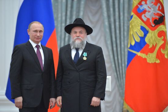 President Vladimir Putin gives government awards in Kremlin