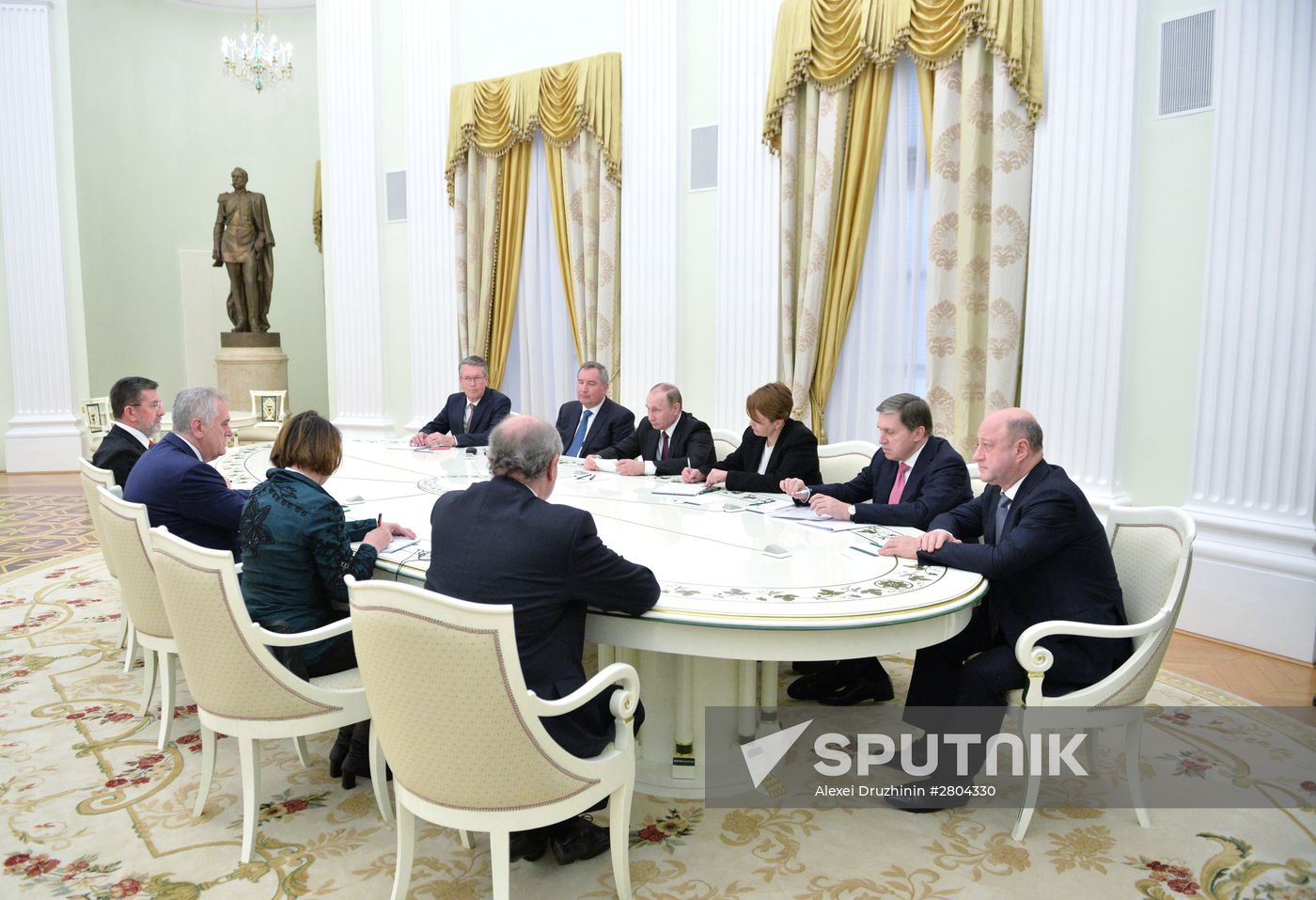Russian President Vladimir Putin meets with his Serbian Counterpart Tomislav Nikolic