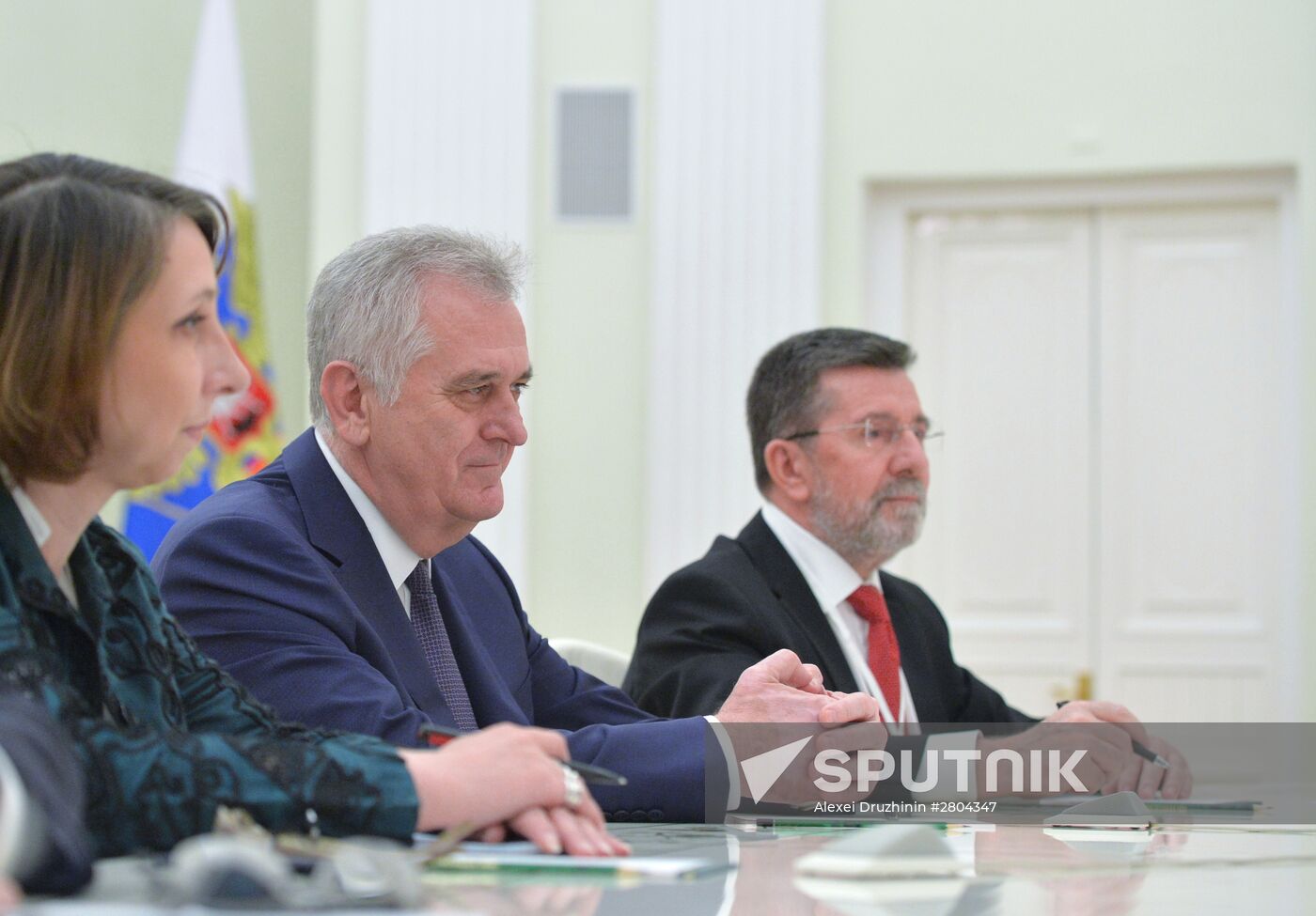 Russian President Vladimir Putin meets with his Serbian Counterpart Tomislav Nikolic