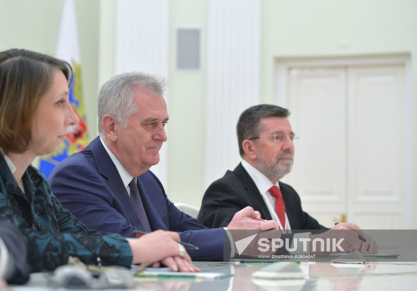 Russian President Vladimir Putin meets with his Serbian Counterpart Tomislav Nikolic
