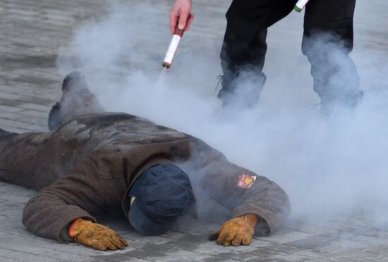 Emergency Ministry drill inside refugee center