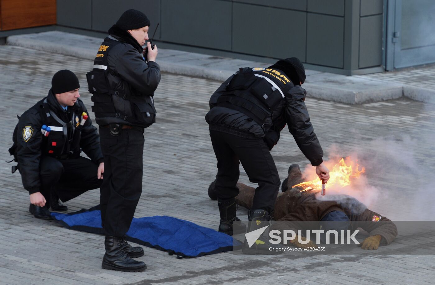 Emergency Ministry drill inside refugee center