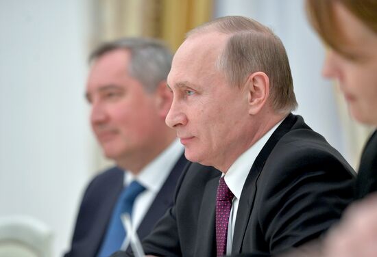 Russian President Vladimir Putin meets with his Serbian Counterpart Tomislav Nikolic