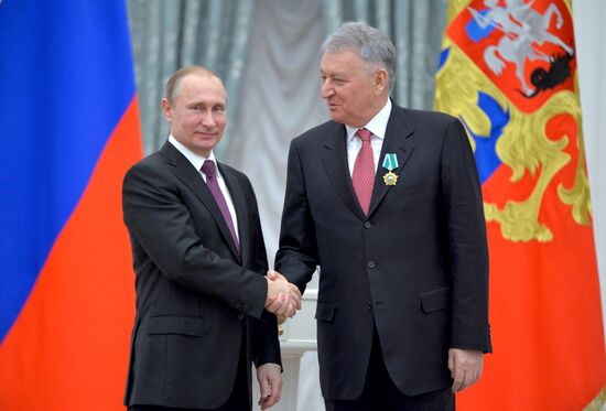 President Vladimir Putin gives government awards in Kremlin
