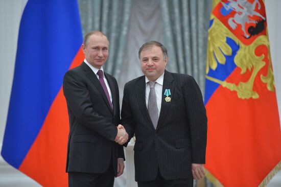 President Vladimir Putin gives government awards in Kremlin