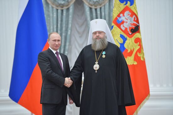 President Vladimir Putin gives government awards in Kremlin