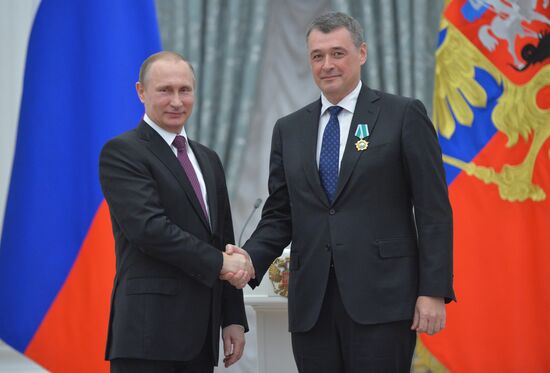 President Vladimir Putin gives government awards in Kremlin
