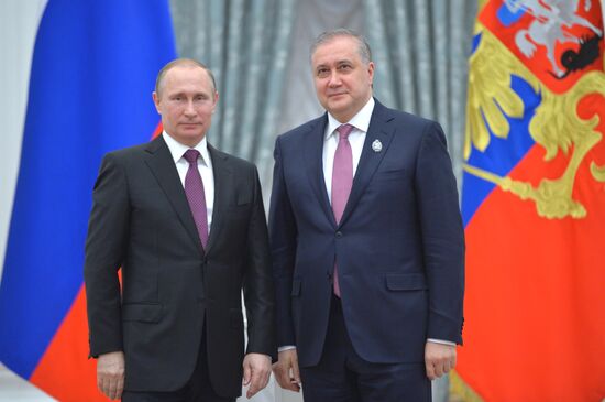 President Vladimir Putin gives government awards in Kremlin