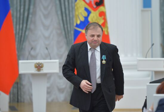 President Vladimir Putin gives government awards in Kremlin