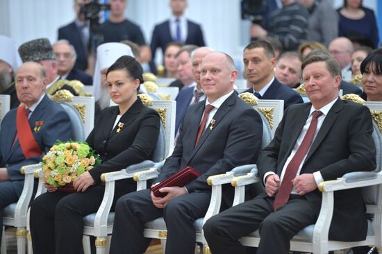 President Vladimir Putin gives government awards in Kremlin