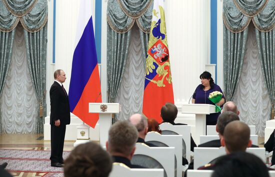 President Vladimir Putin gives government awards in Kremlin