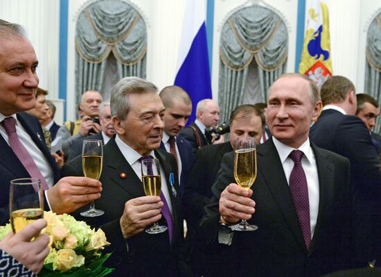 President Vladimir Putin gives government awards in Kremlin