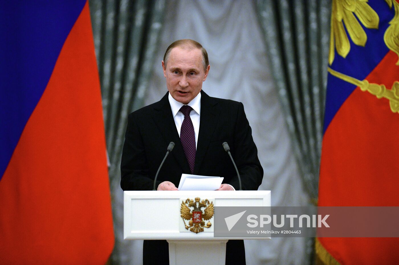 President Vladimir Putin gives government awards in Kremlin