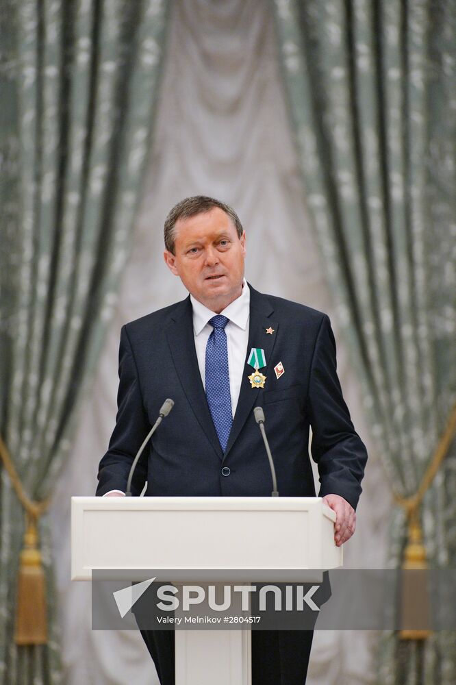 President Vladimir Putin gives government awards in Kremlin