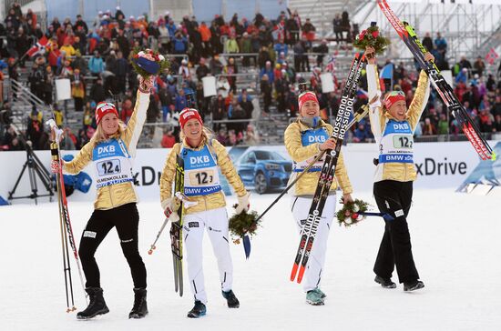 Biathlon World Championships. Women's relay