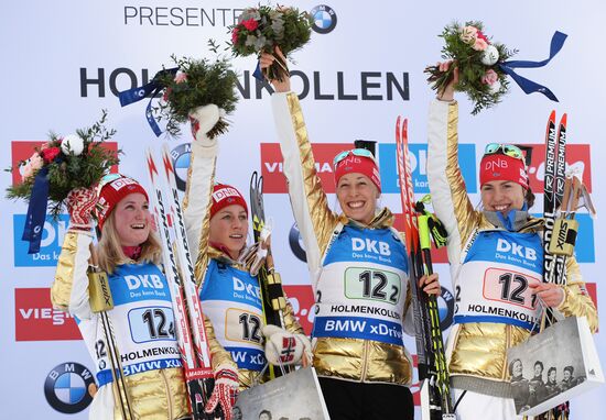 Biathlon World Championship. Women's relay