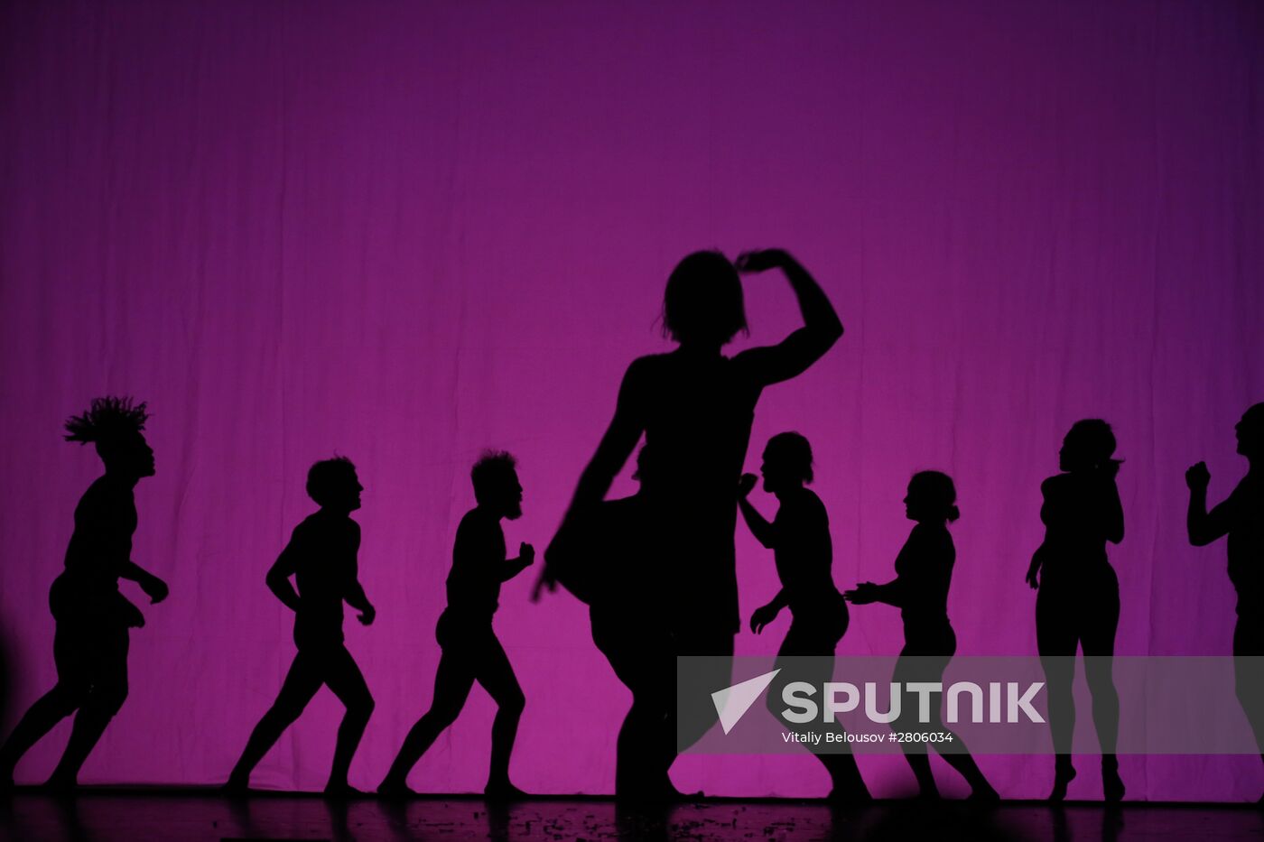 Perfomance of the American shadow circus Pilobolus