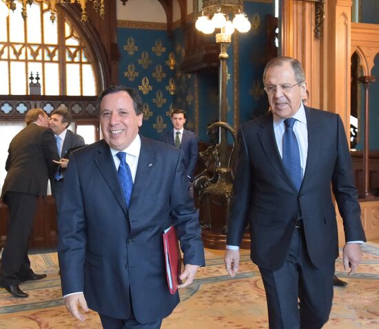 Meeting of Russian Foreign Minister Sergei Lavrov and Tunisian Foreign Minister Khemaies Jhinaoui
