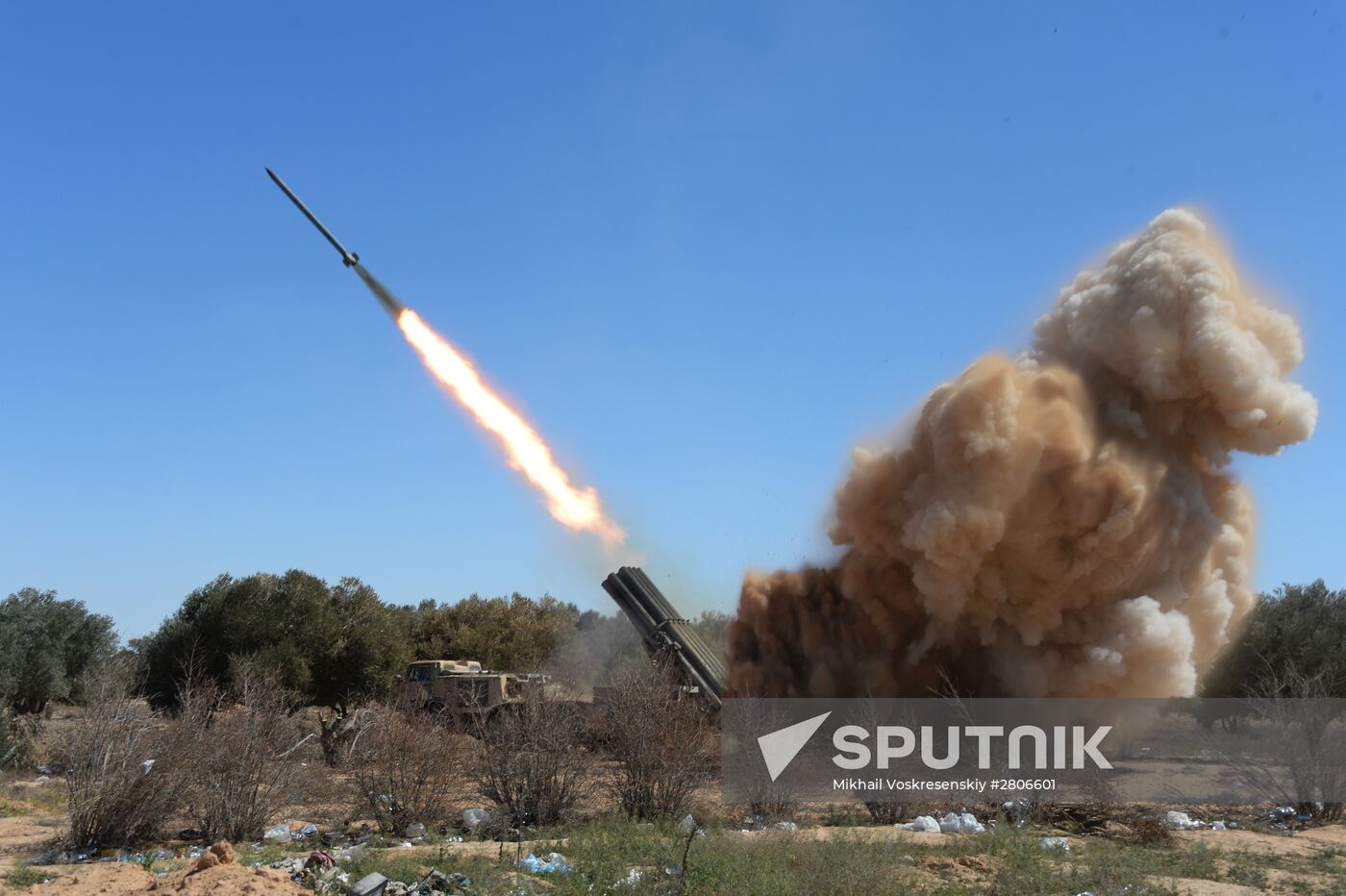 Syrian army during combat operations in the vicinity of Palmyra