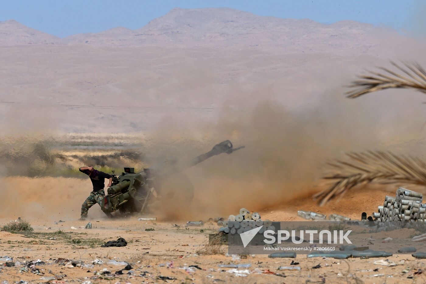 Syrian army during combat operations in the vicinity of Palmyra