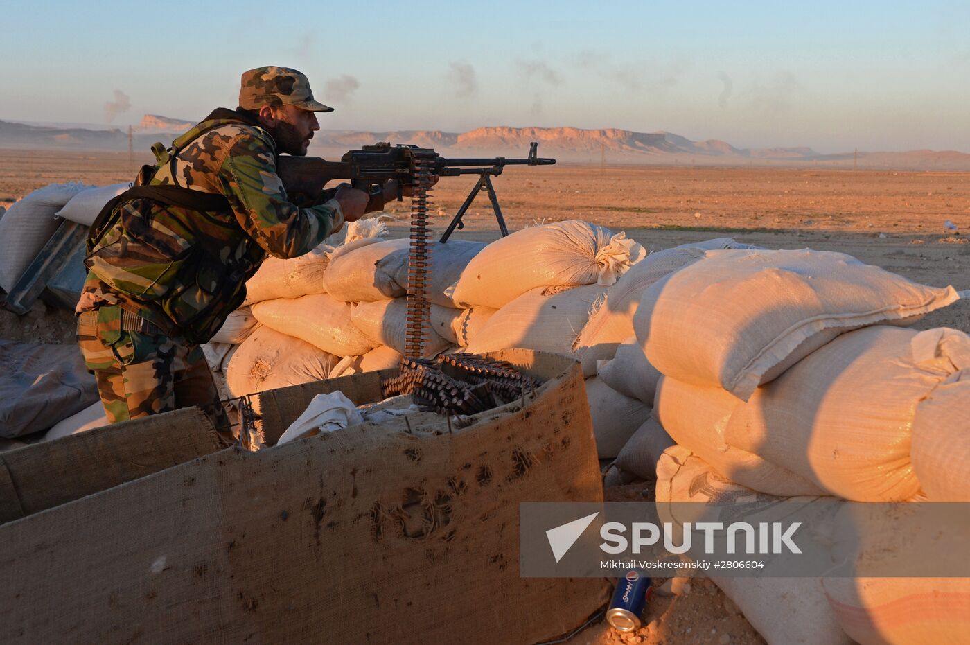 Syrian army during combat operations in the vicinity of Palmyra