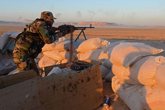 Syrian army during combat operations in the vicinity of Palmyra