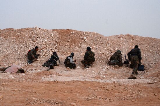 Syrian army during combat operations in the vicinity of Palmyra