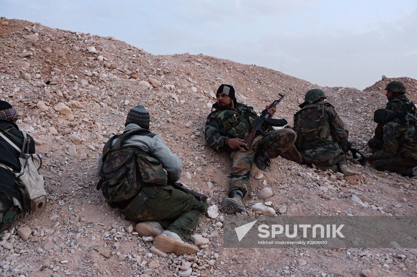 Syrian army during combat operations in the vicinity of Palmyra