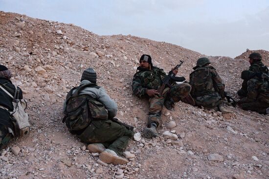Syrian army during combat operations in the vicinity of Palmyra