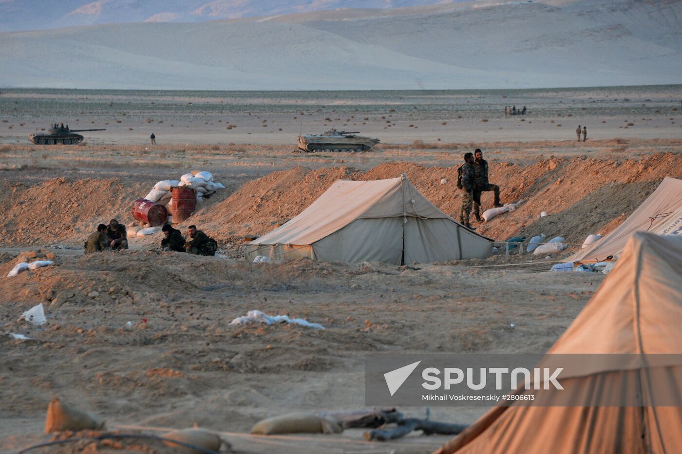 Syrian army during combat operations in the vicinity of Palmyra