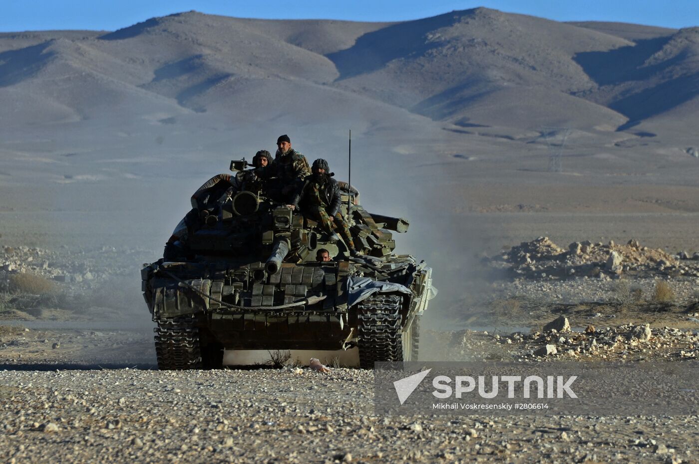 Syrian army during combat operations in the vicinity of Palmyra