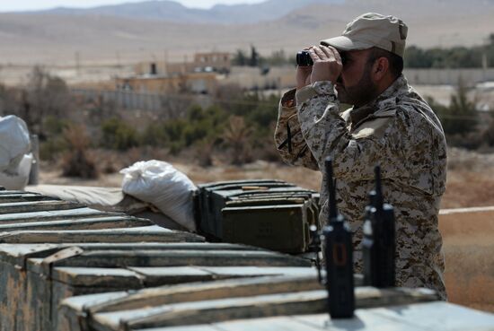 Syrian army during combat operations in the vicinity of Palmyra