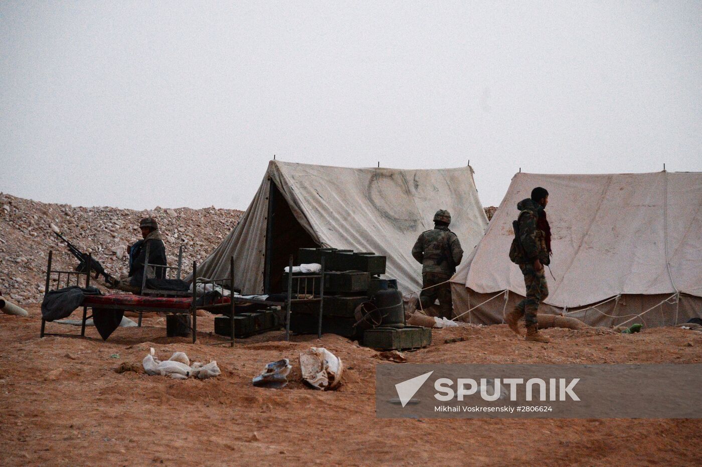 Syrian army during combat operations in the vicinity of Palmyra