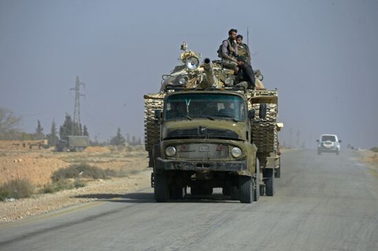 Syrian army during combat operations in the vicinity of Palmyra