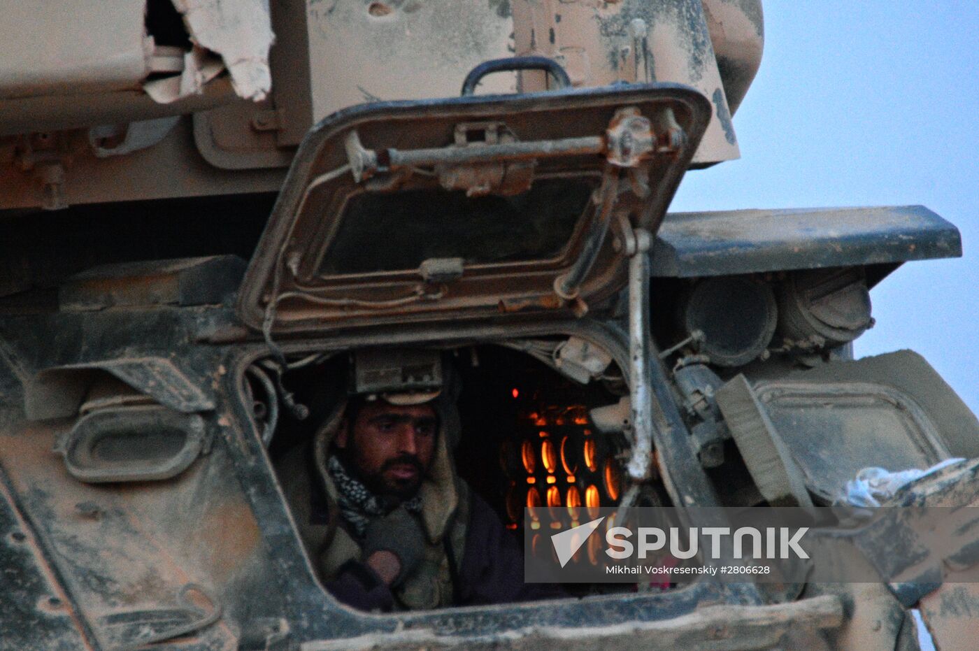 Syrian army during combat operations in the vicinity of Palmyra