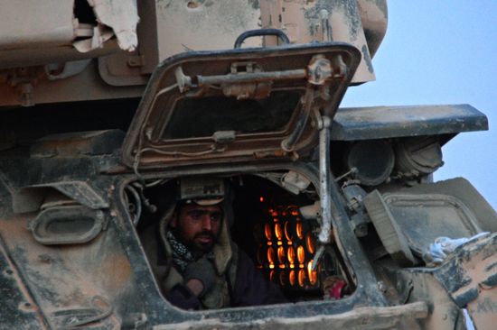 Syrian army during combat operations in the vicinity of Palmyra