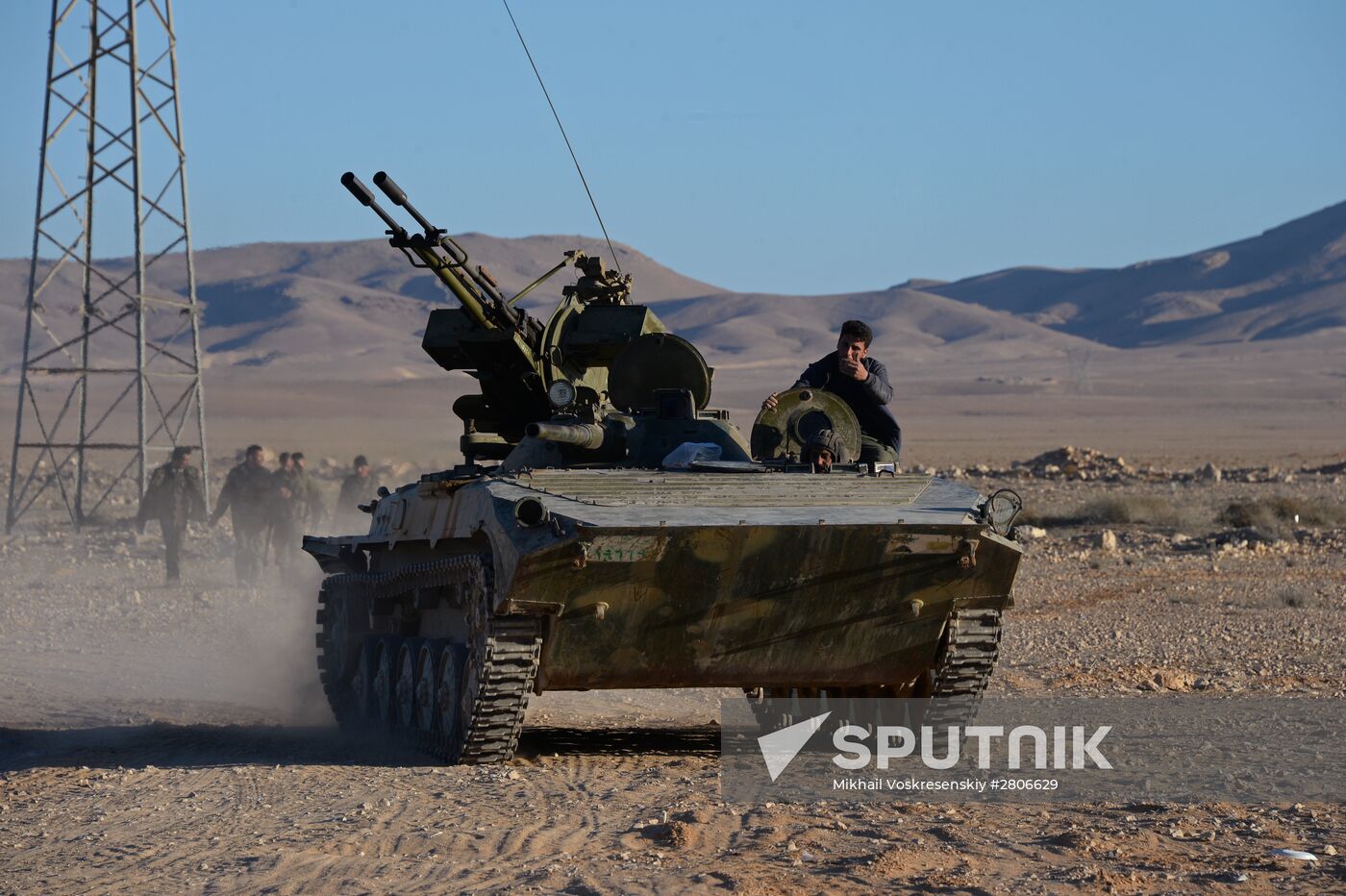 Syrian army during combat operations in the vicinity of Palmyra