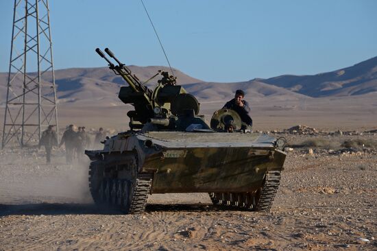 Syrian army during combat operations in the vicinity of Palmyra