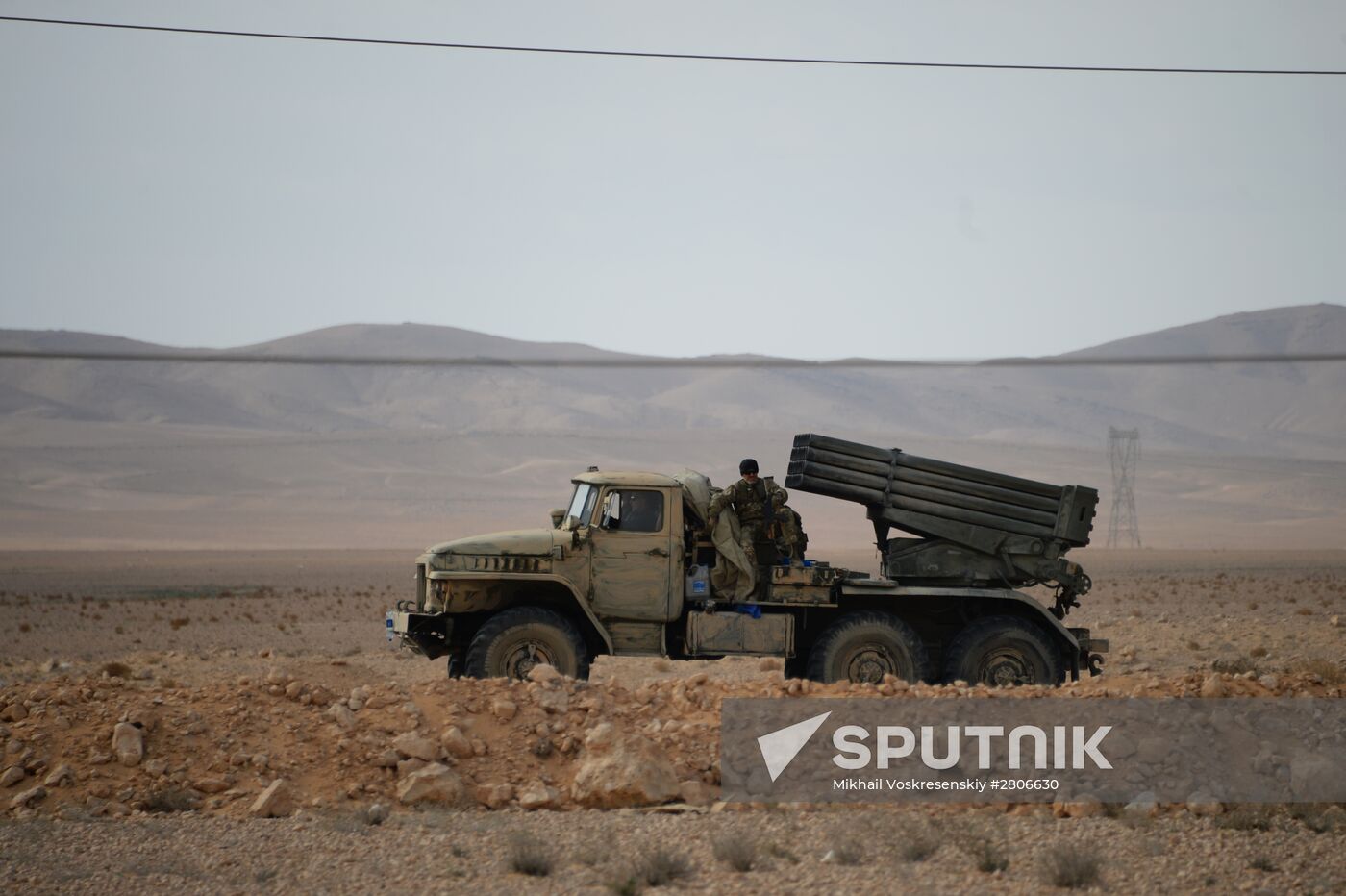 Syrian army during combat operations in the vicinity of Palmyra