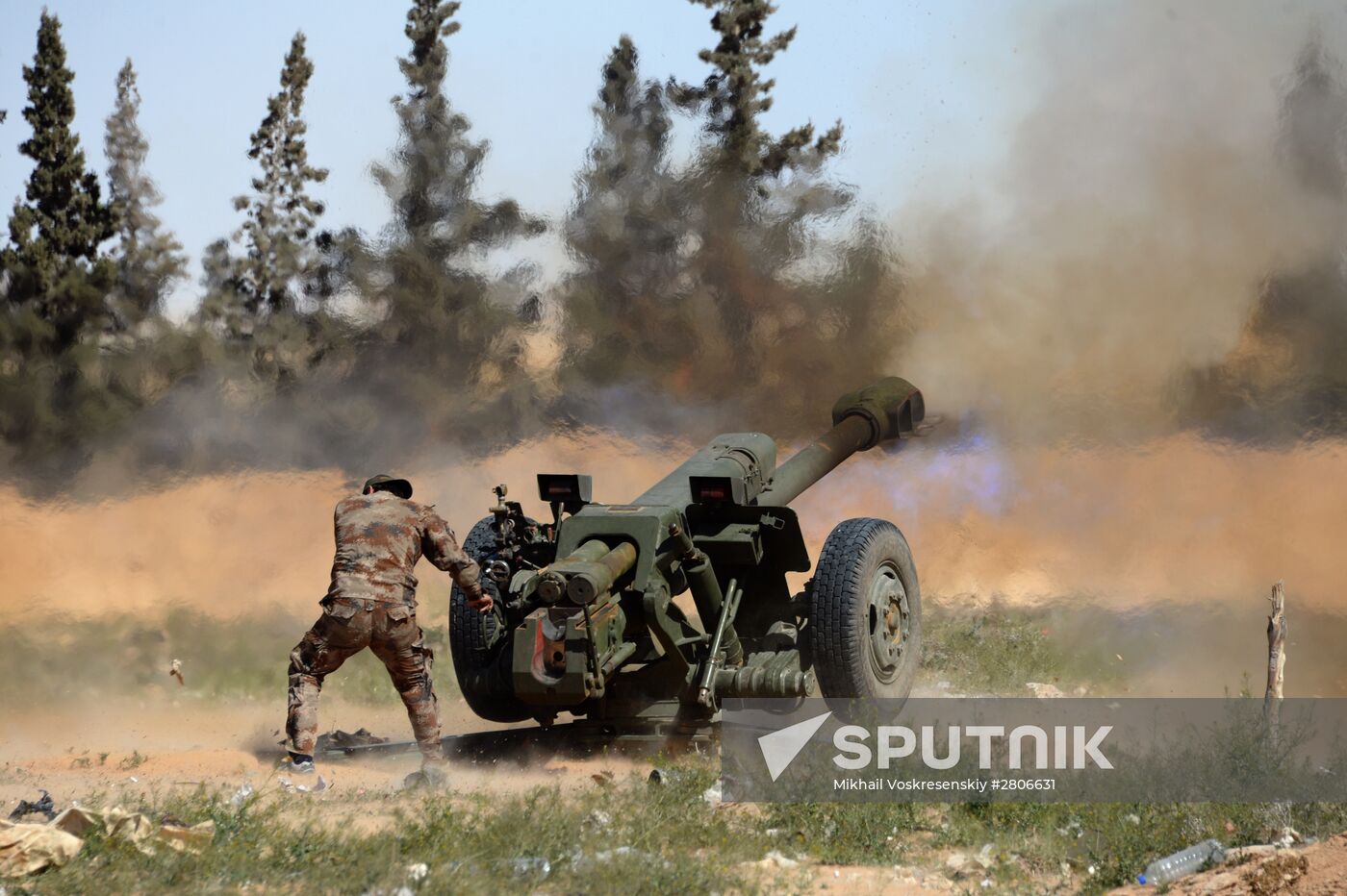 Syrian army during combat operations in the vicinity of Palmyra