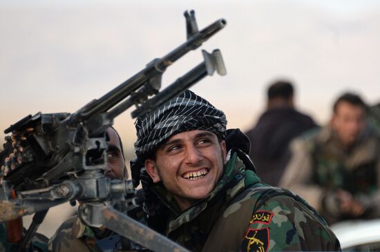 Syrian army during combat operations in the vicinity of Palmyra