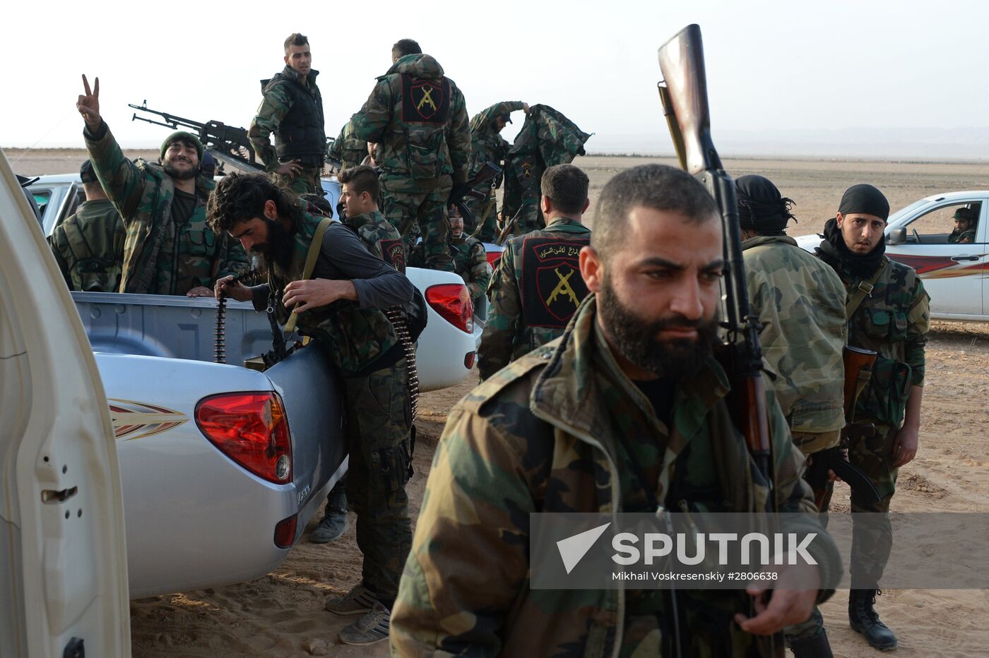 Syrian army during combat operations in the vicinity of Palmyra