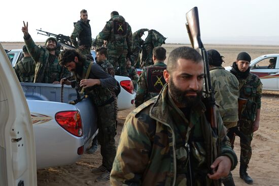 Syrian army during combat operations in the vicinity of Palmyra