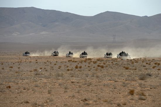 Syrian army during combat operations in the vicinity of Palmyra