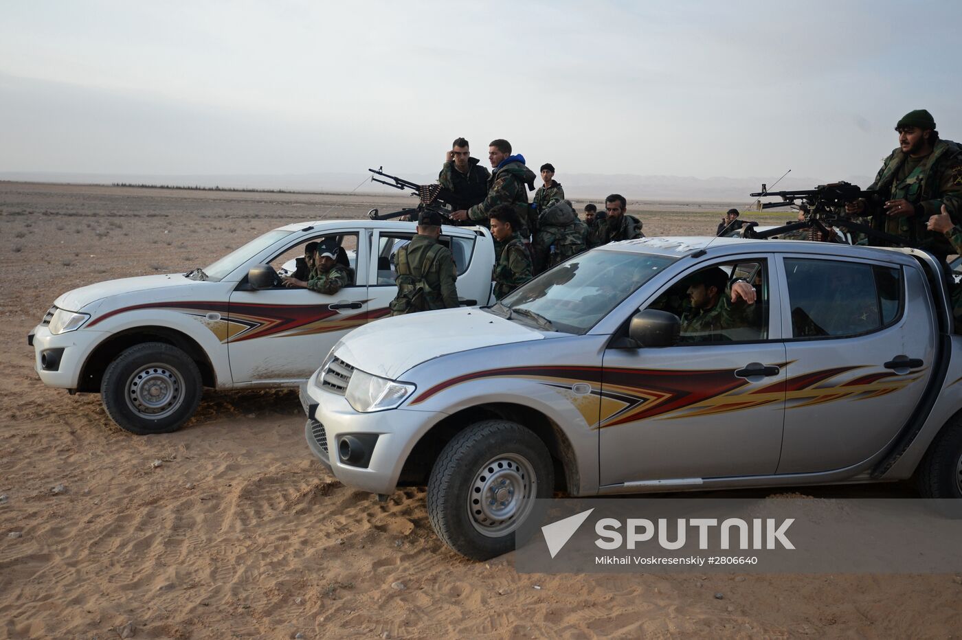 Syrian army during combat operations in the vicinity of Palmyra