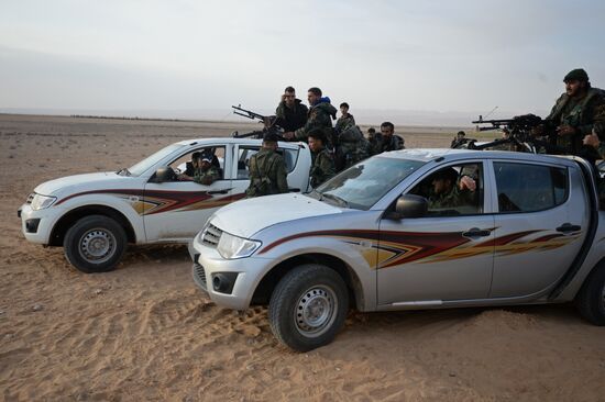 Syrian army during combat operations in the vicinity of Palmyra